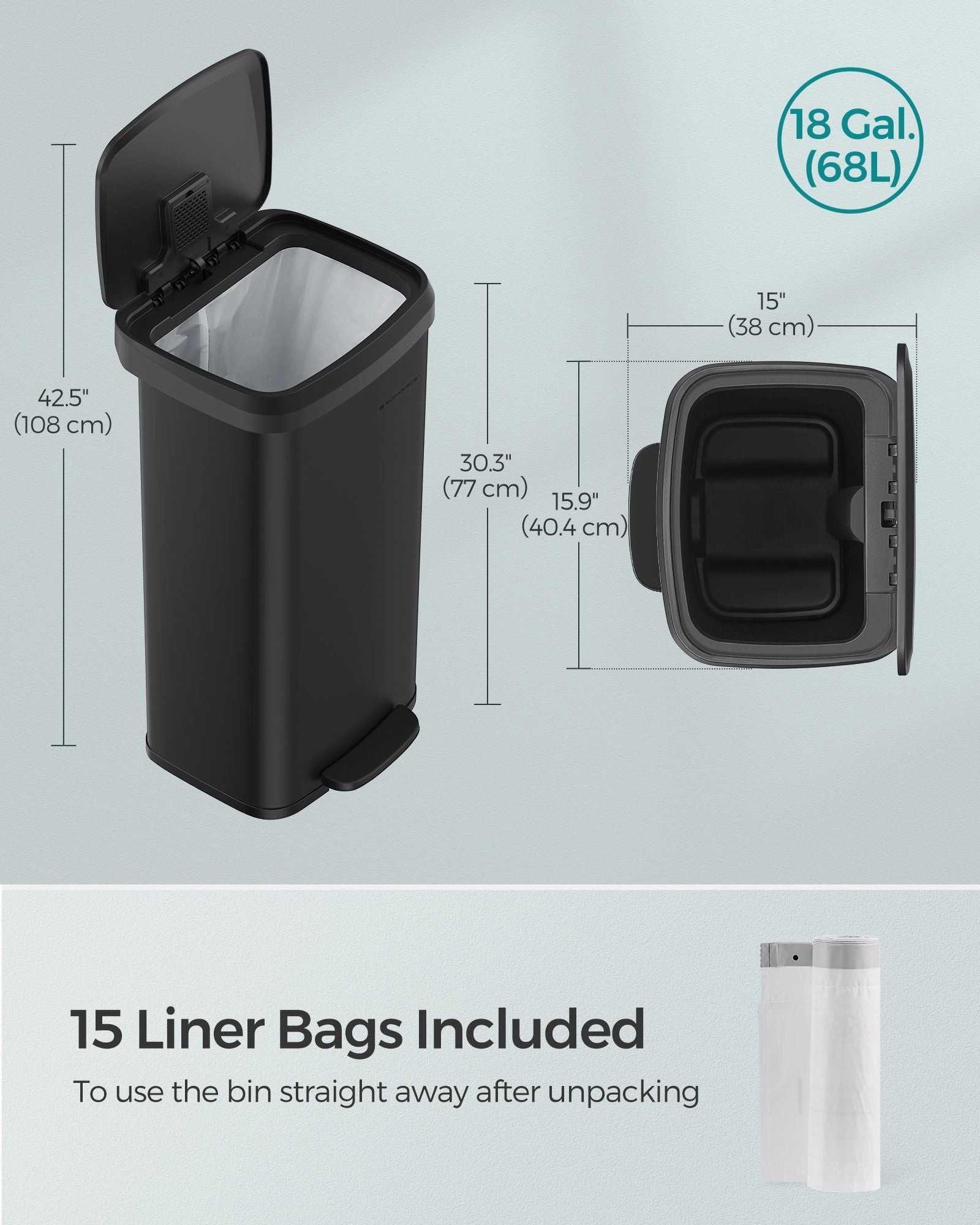 18-Gallon Stainless Steel Garbage Can
