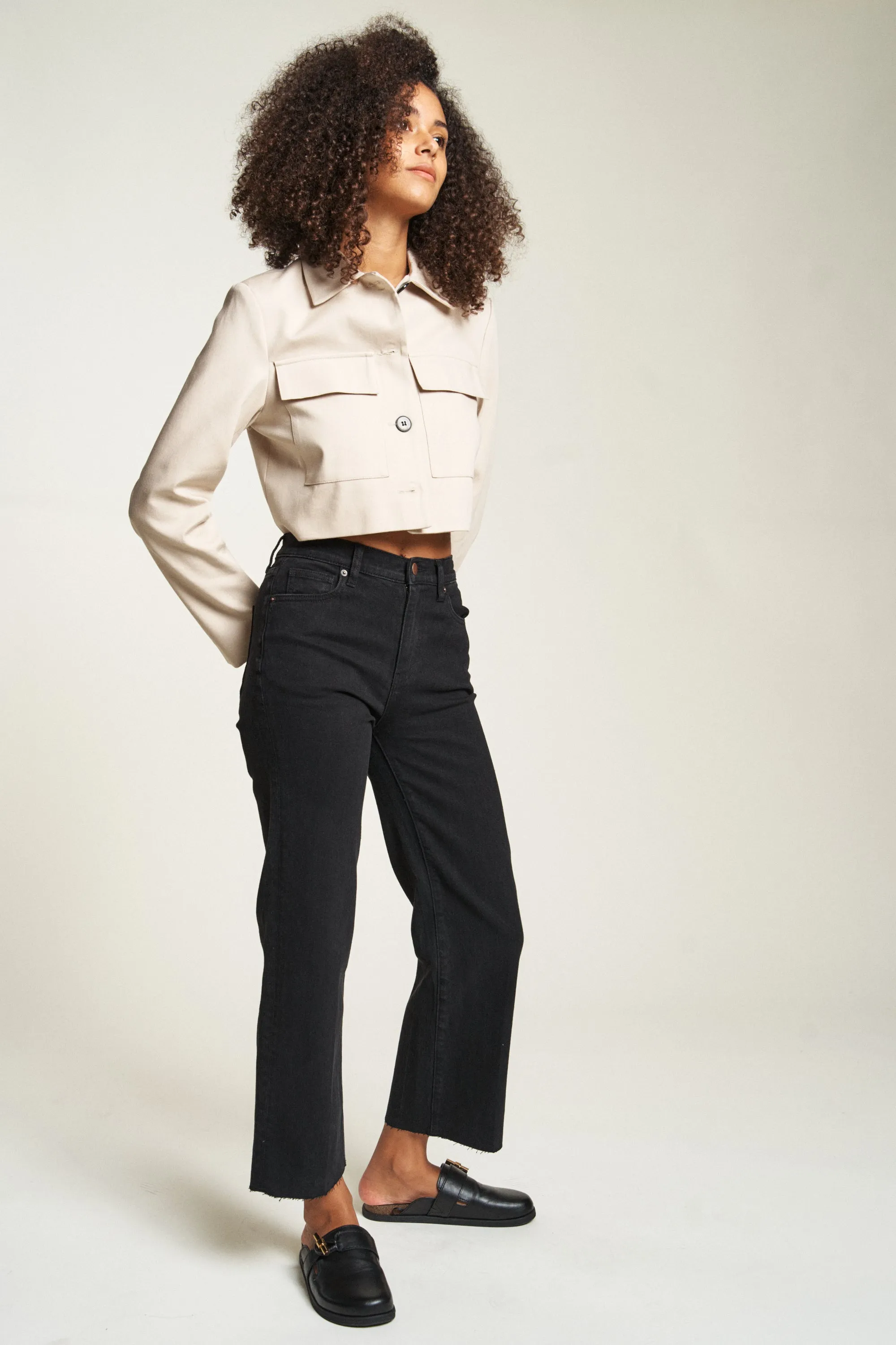 Aberdeen High Rise Wide Leg Crop Black