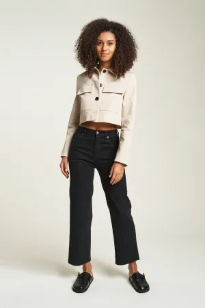 Aberdeen High Rise Wide Leg Crop Black