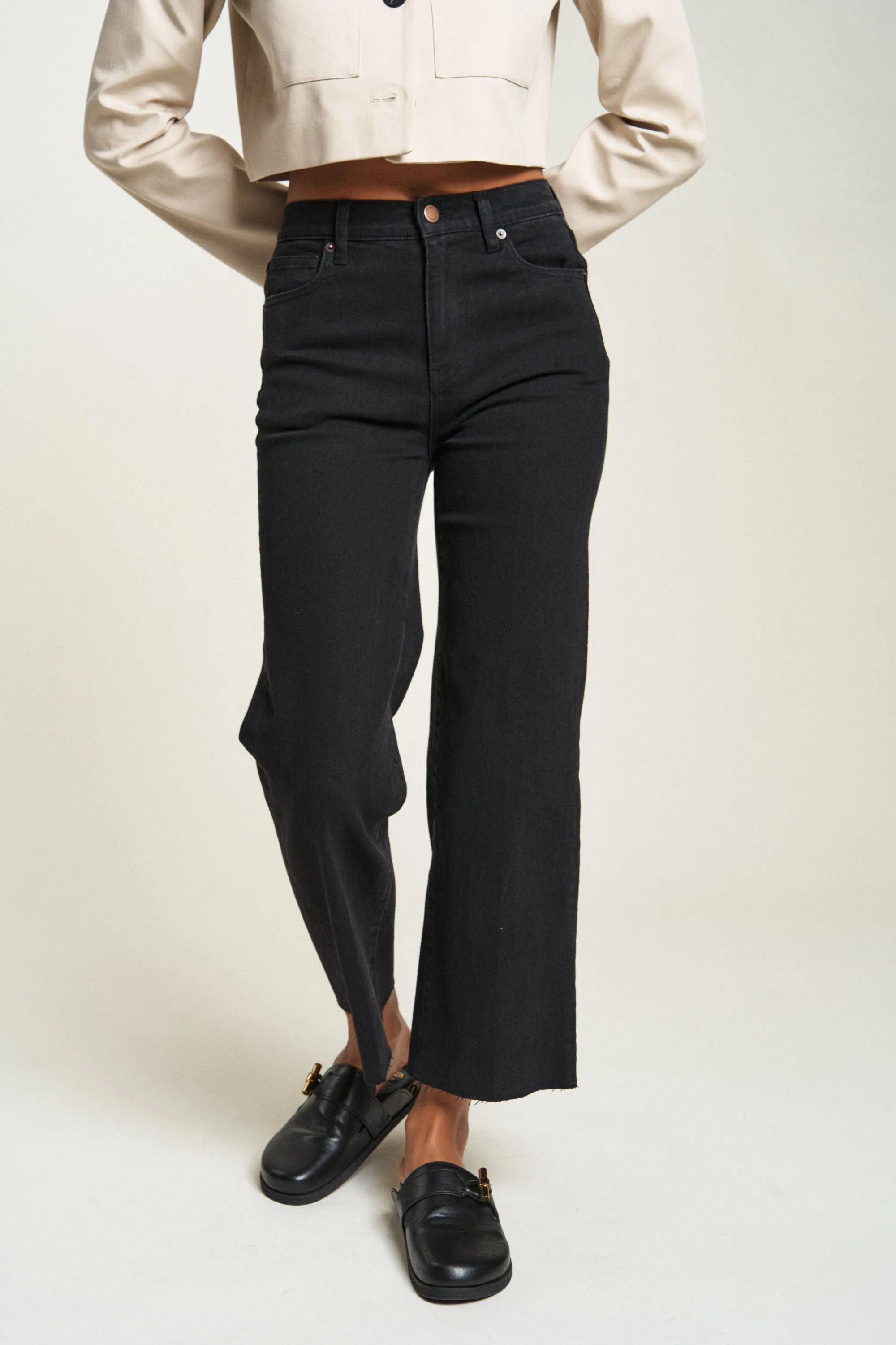 Aberdeen High Rise Wide Leg Crop Black