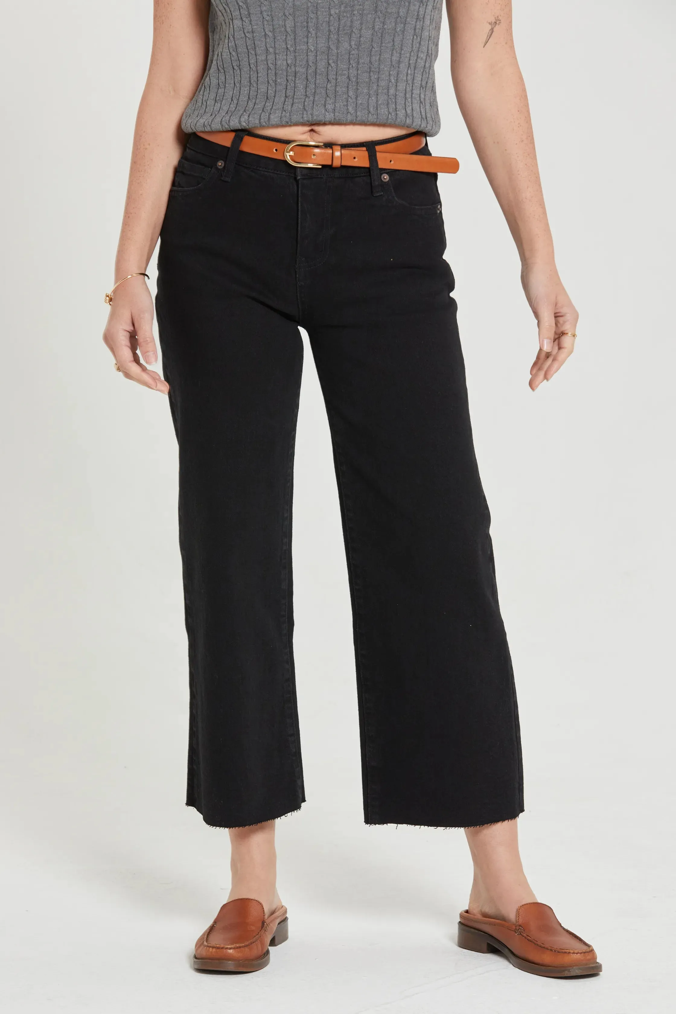 Aberdeen High Rise Wide Leg Crop Black