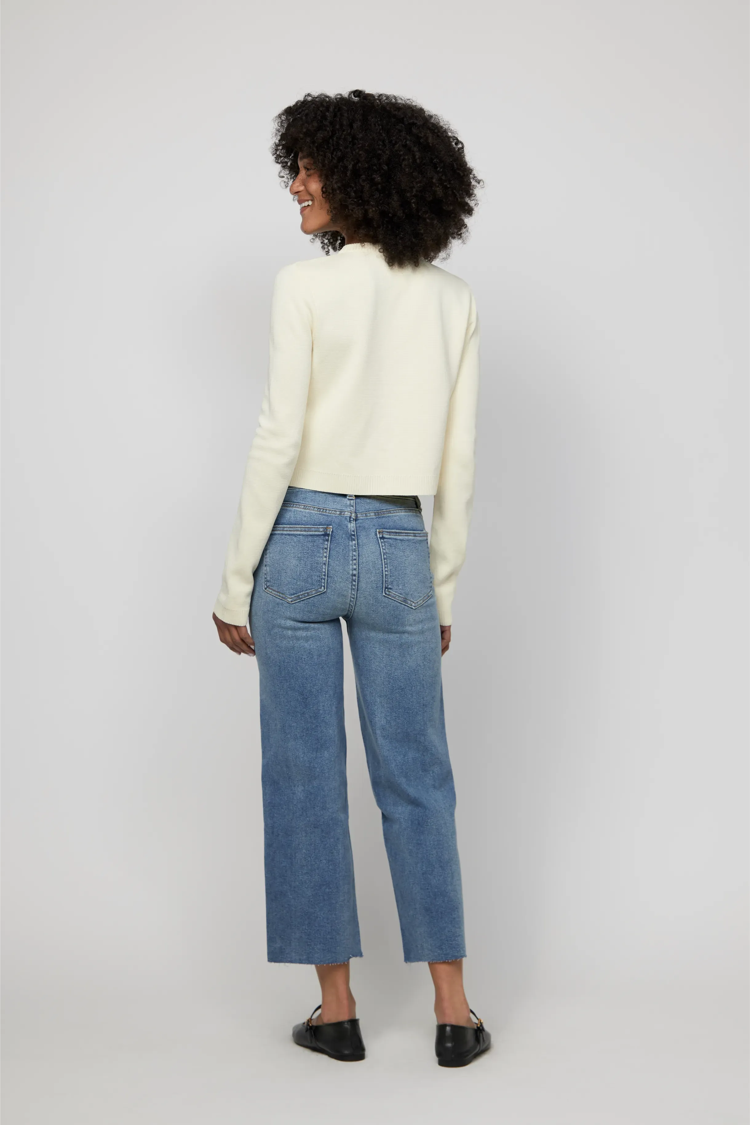 Aberdeen High Rise Wide Leg Crop Sculpt  Faded Indigo