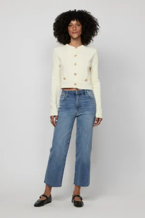 Aberdeen High Rise Wide Leg Crop Sculpt  Faded Indigo