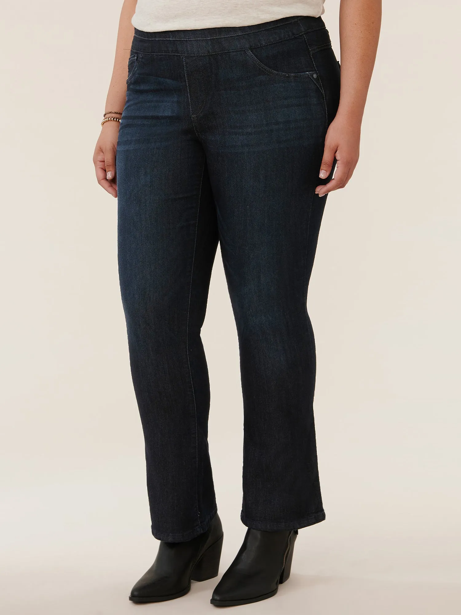 Ab"solution® High Rise Indigo Plus Itty Bitty Bootcut Glider
