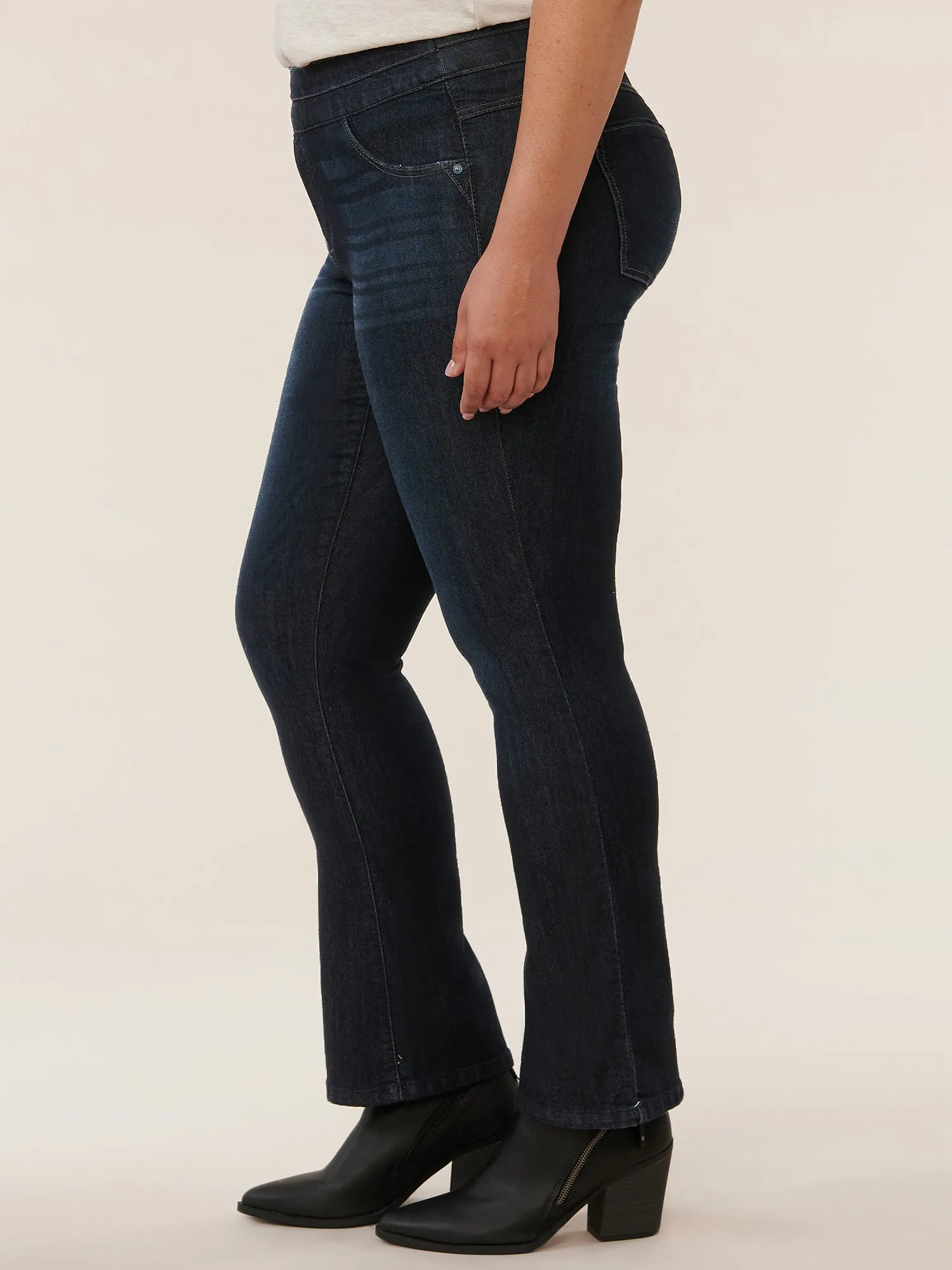 Ab"solution® High Rise Indigo Plus Itty Bitty Bootcut Glider