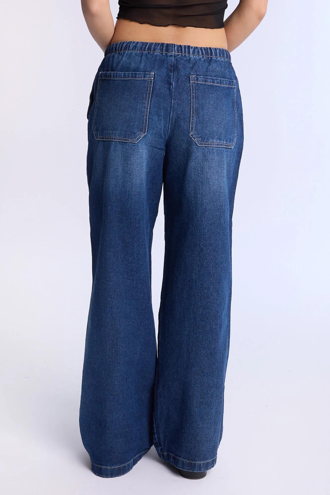 AERO Pull On Mid Rise Baggy Jeans