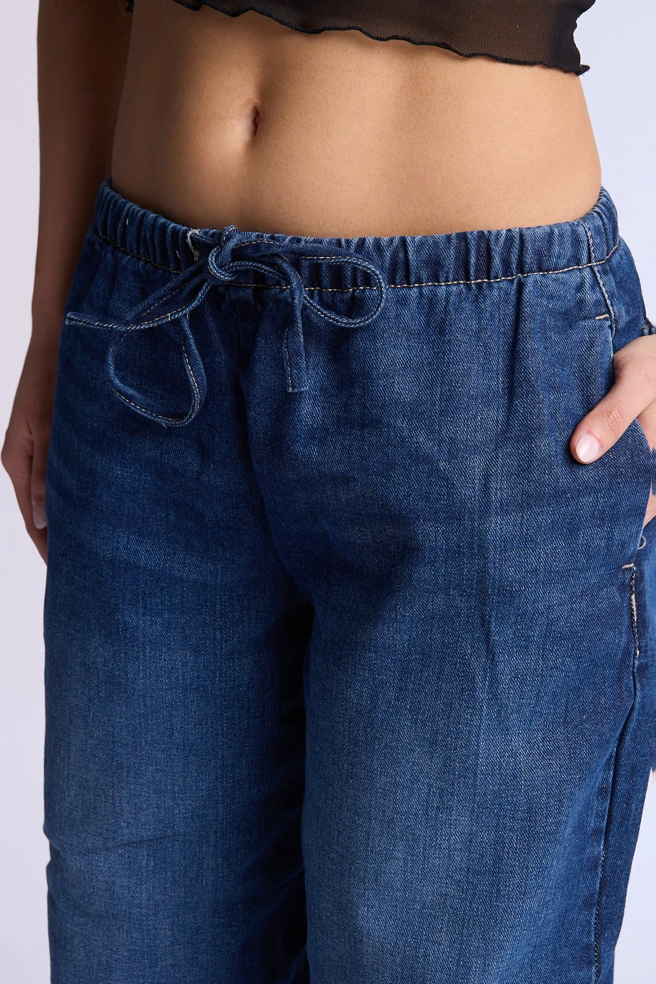 AERO Pull On Mid Rise Baggy Jeans