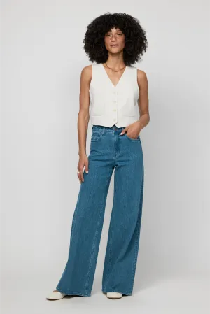 Andrews High Rise Extra Wide Leg Medium Blue Green