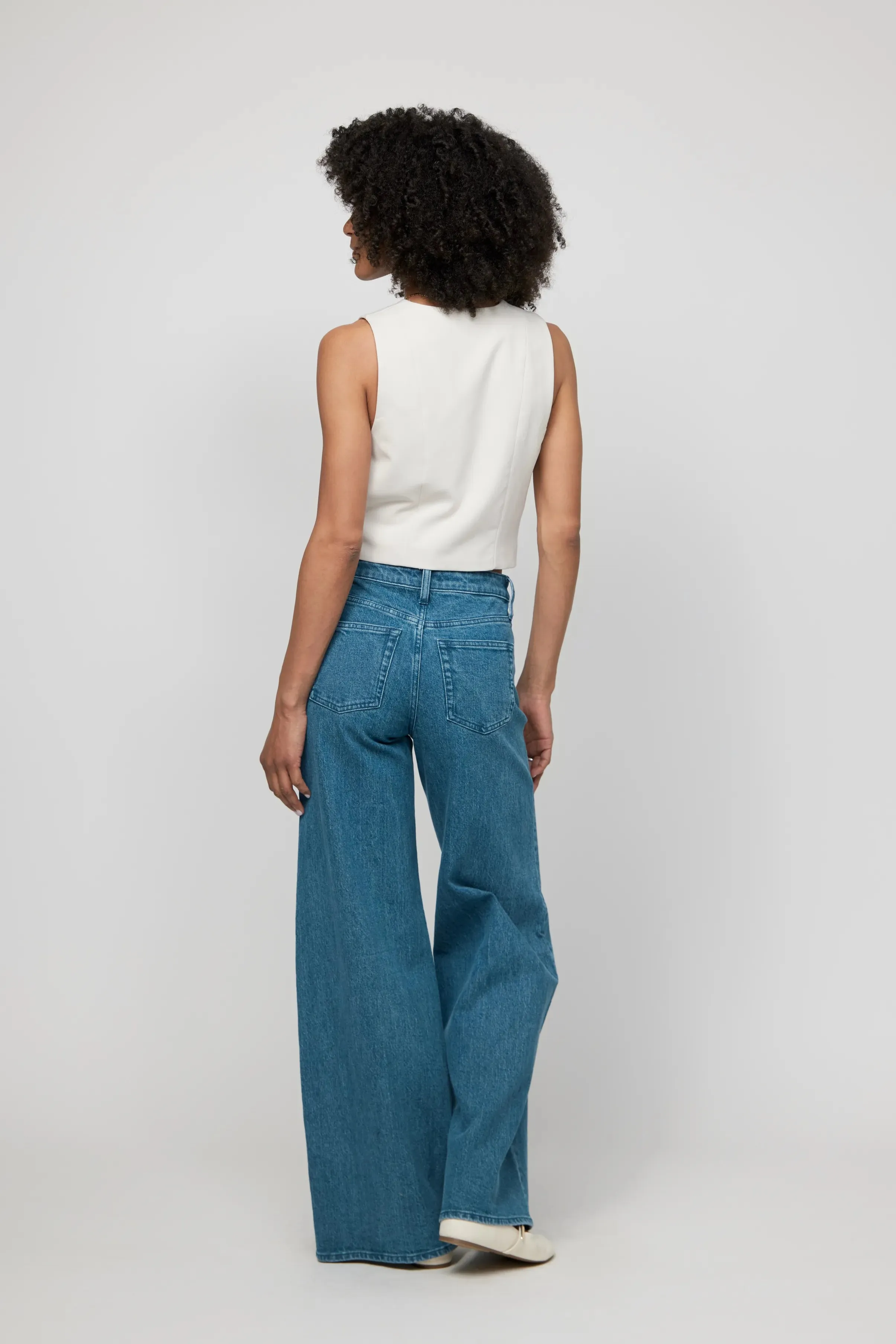 Andrews High Rise Extra Wide Leg Medium Blue Green