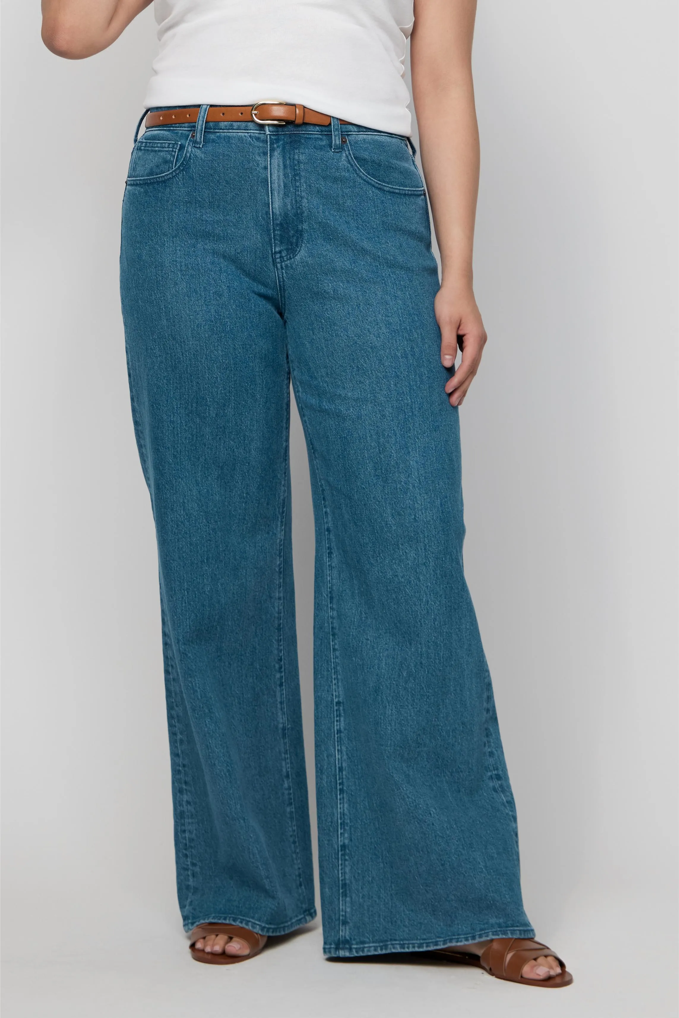 Andrews High Rise Extra Wide Leg Medium Blue Green
