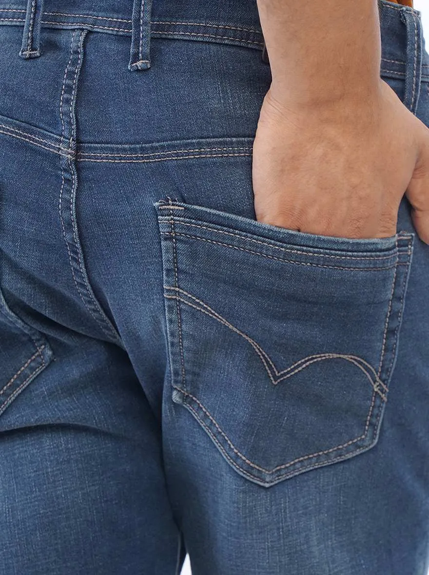 Blue Washed Rider Fit Jeans | JadeBlue