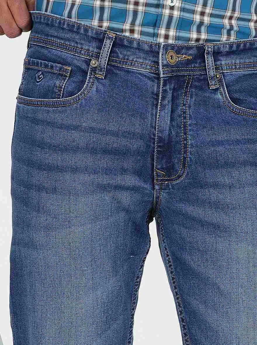 Blue Washed Straight Fit Jeans | Greenfibre