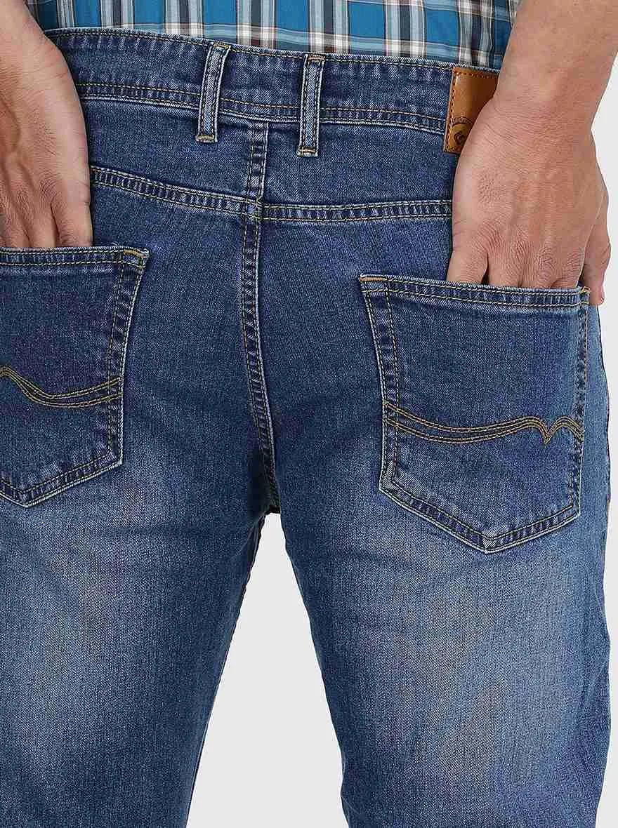 Blue Washed Straight Fit Jeans | Greenfibre