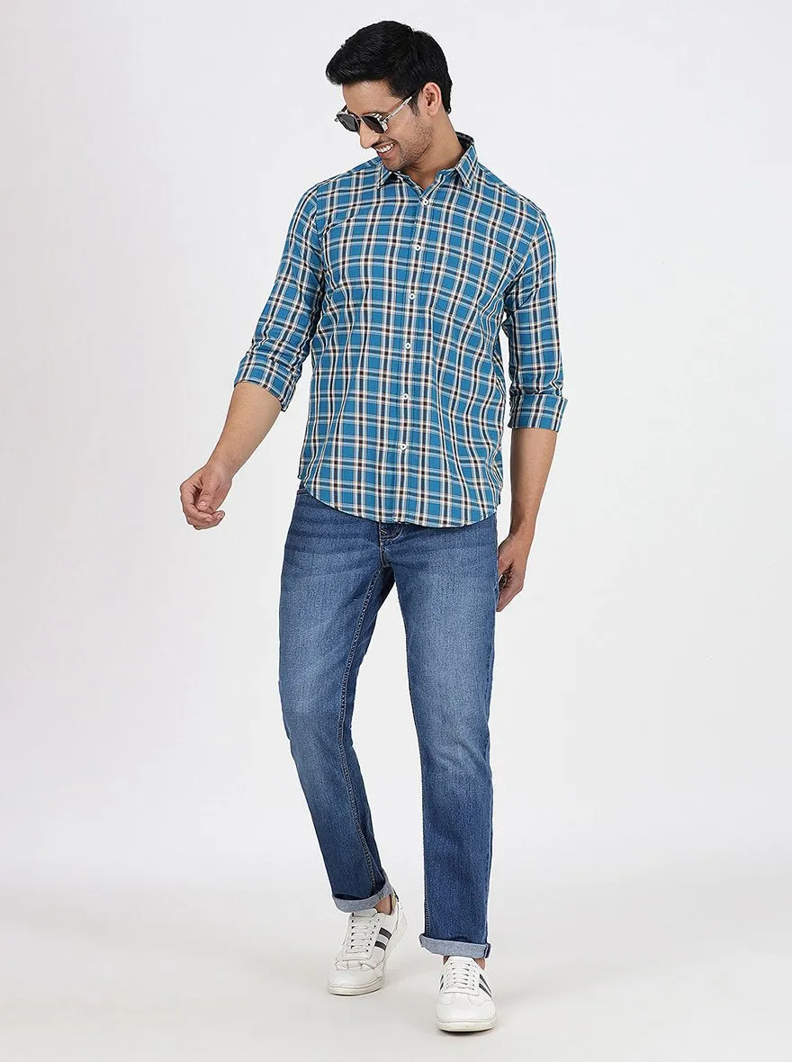 Blue Washed Straight Fit Jeans | Greenfibre