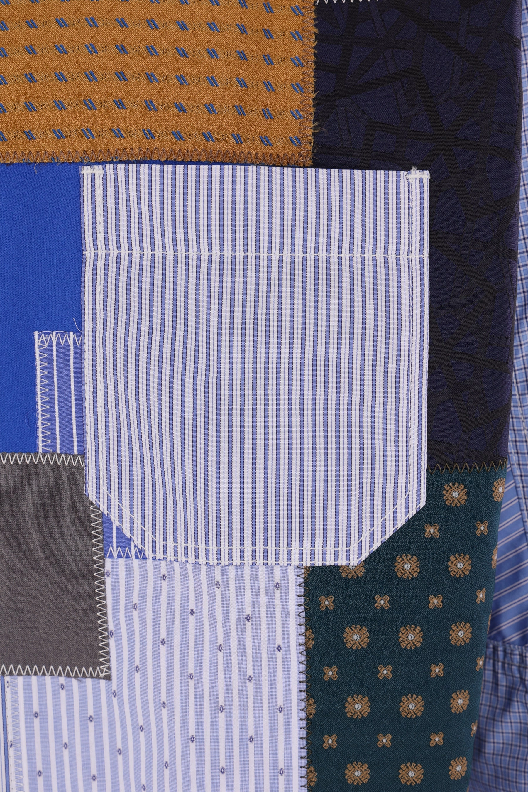 check poplin patchwork shirt