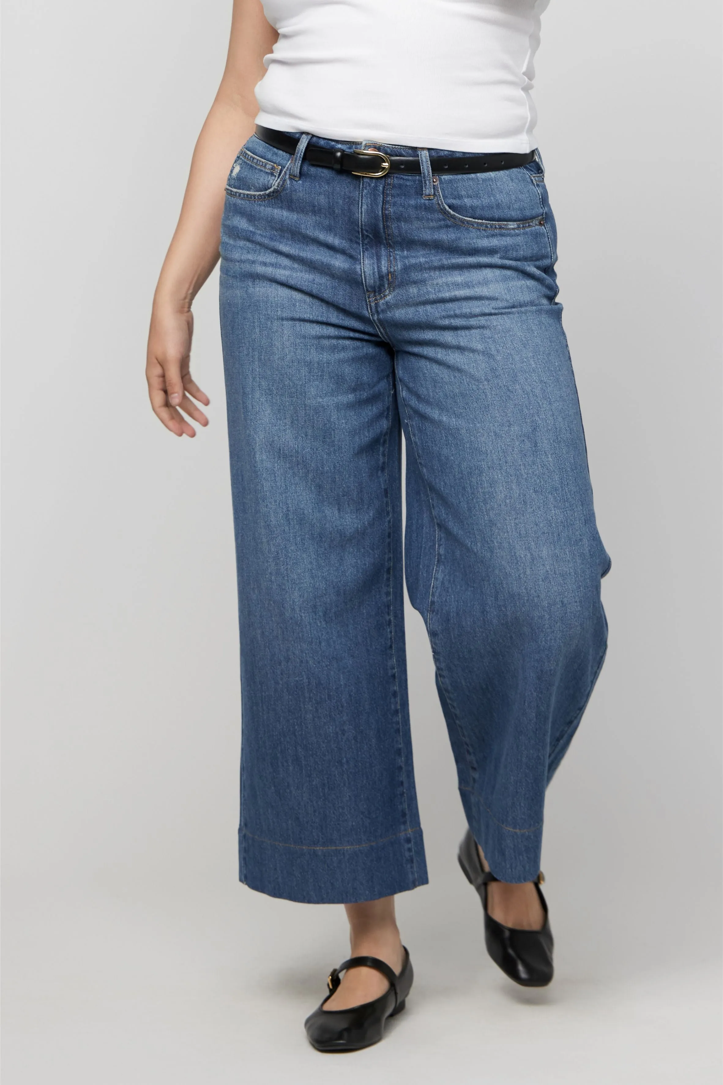 Dakota High Rise Super Wide Crop Traditional Vintage Worn