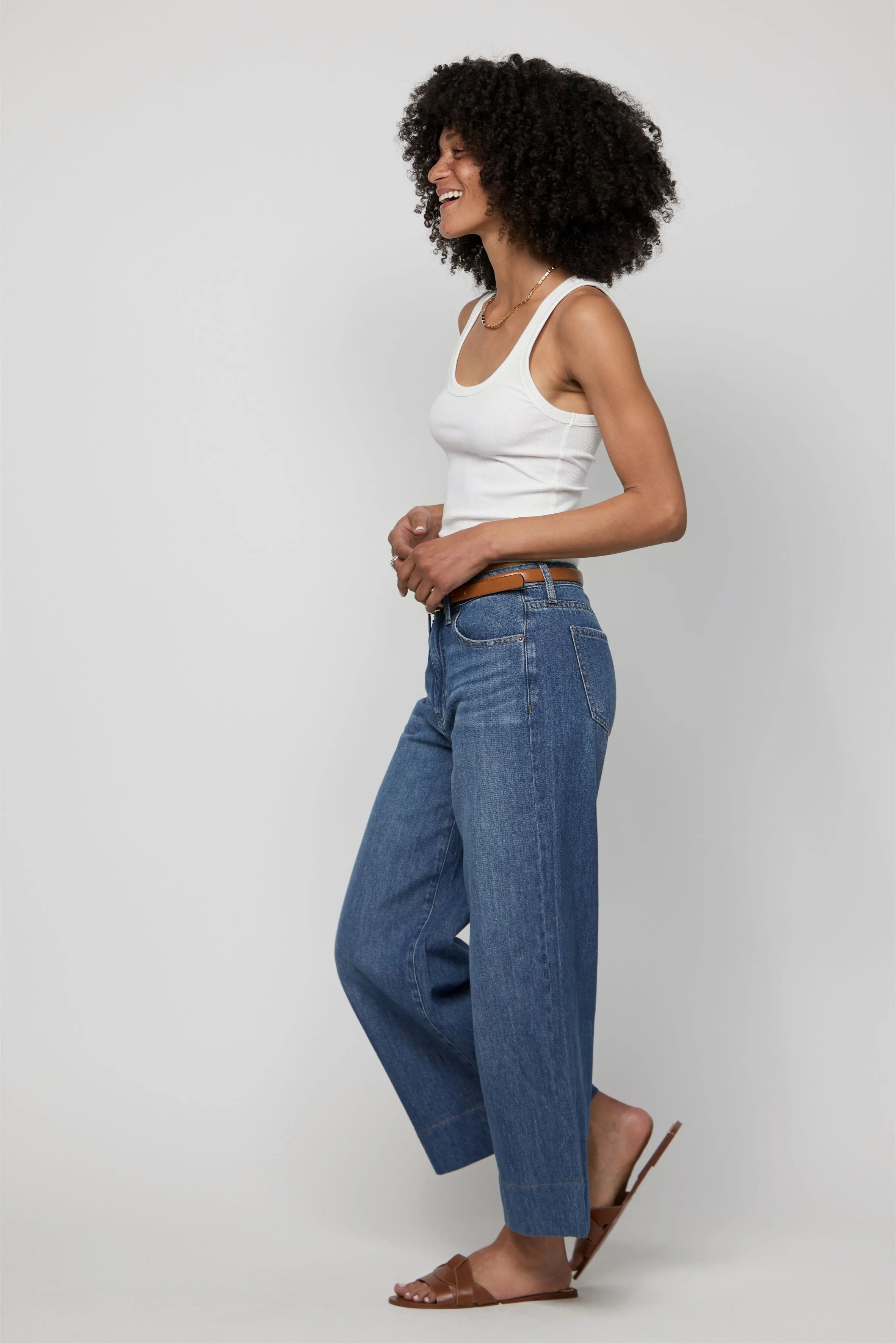 Dakota High Rise Super Wide Crop Traditional Vintage Worn