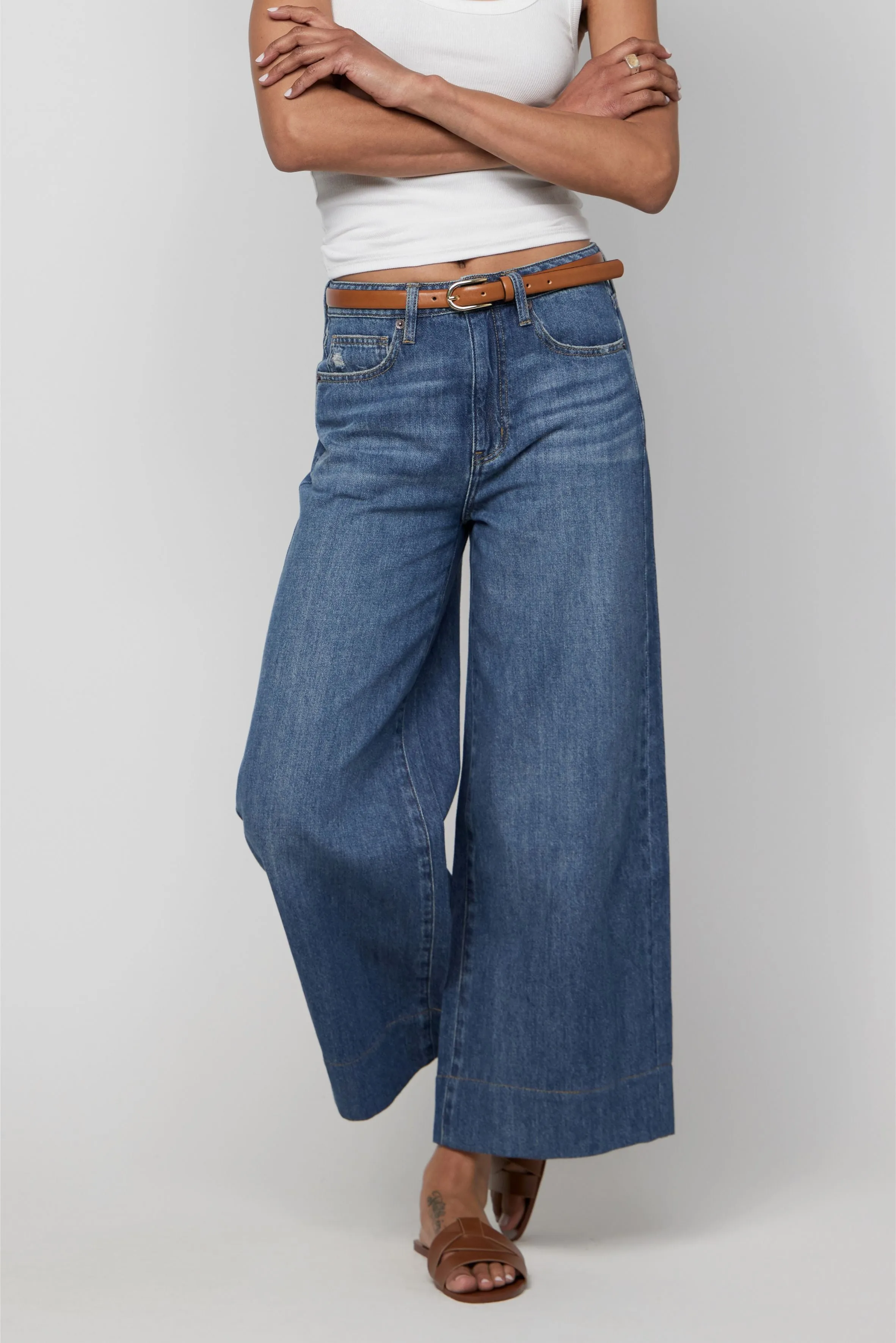 Dakota High Rise Super Wide Crop Traditional Vintage Worn