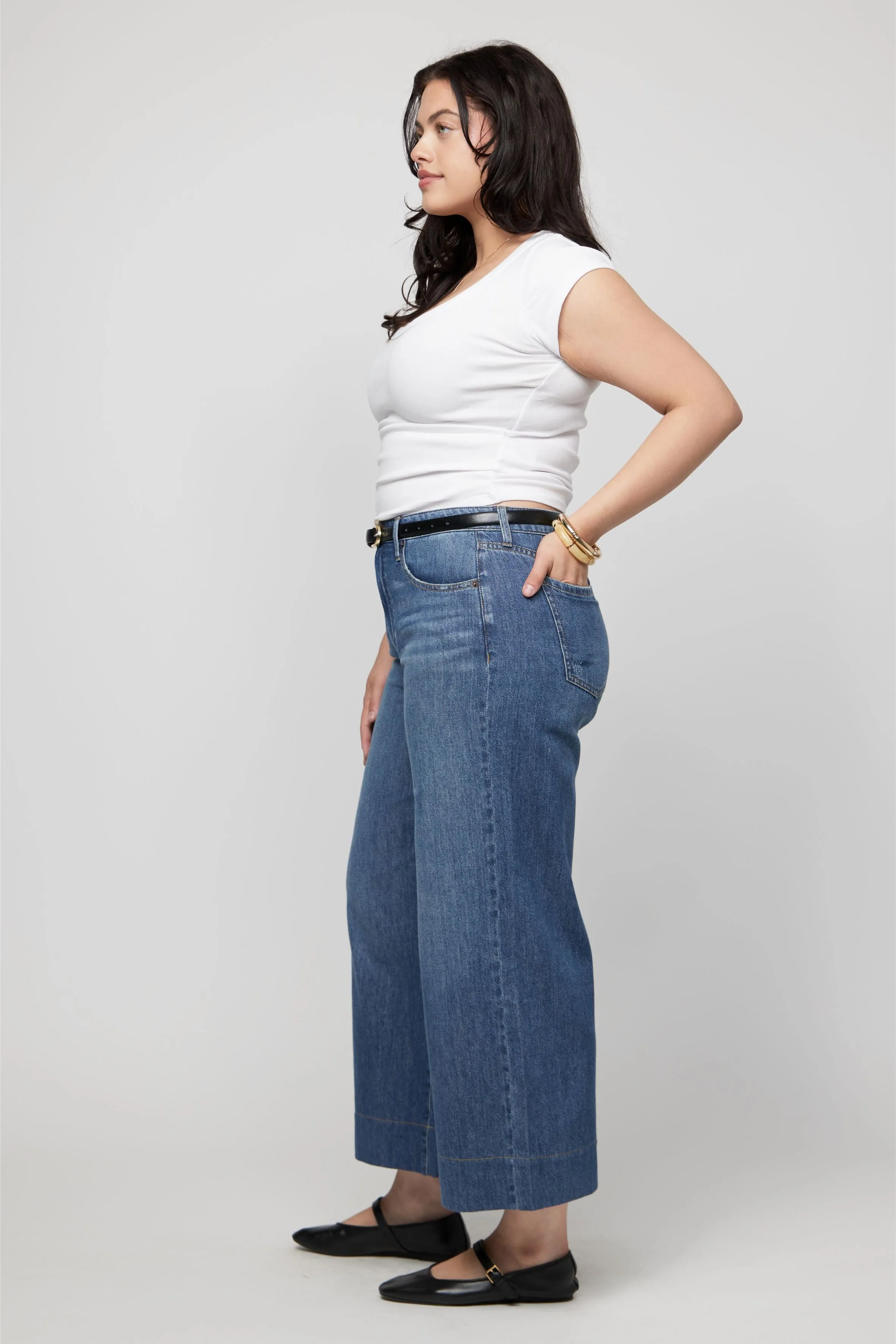 Dakota High Rise Super Wide Crop Traditional Vintage Worn