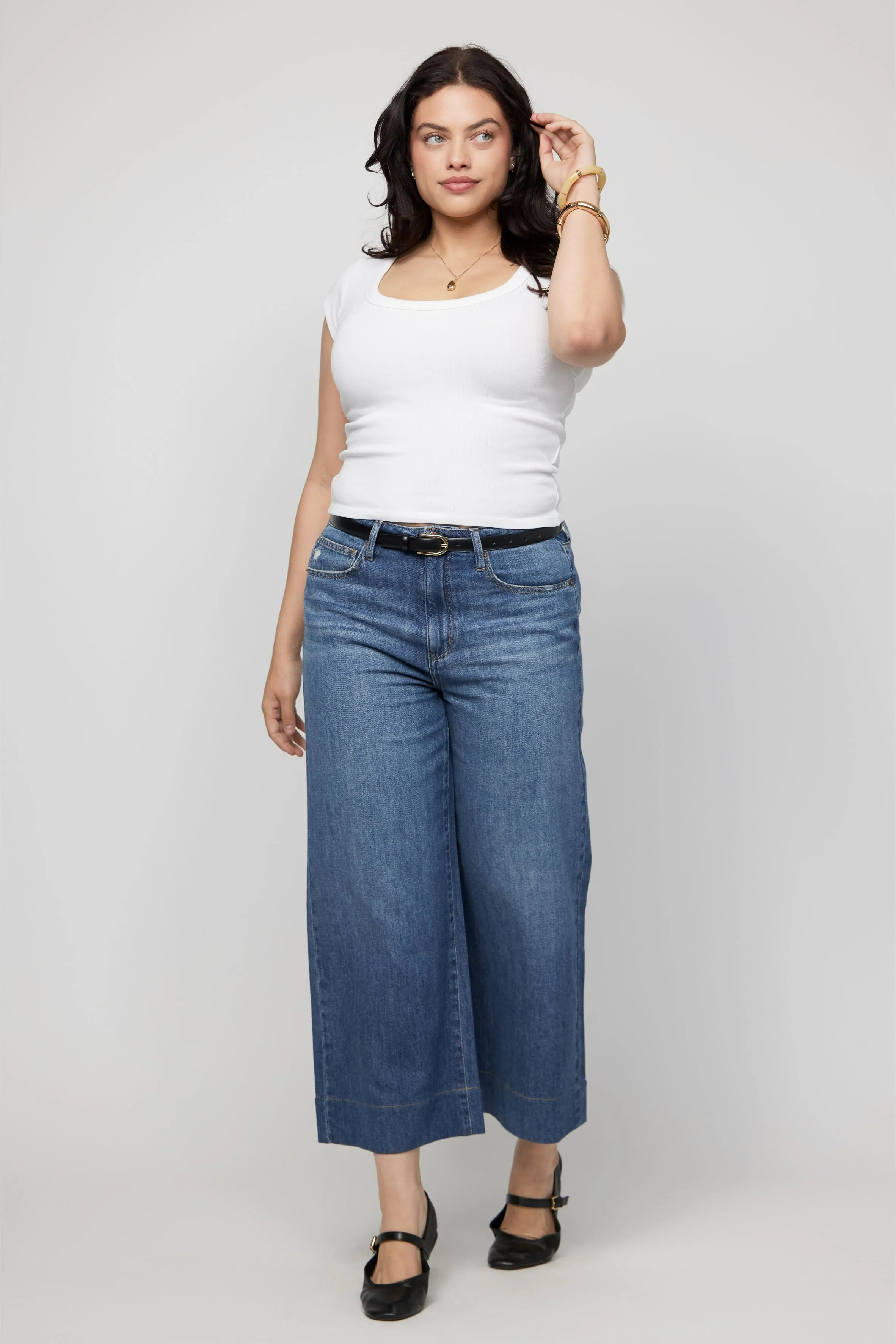 Dakota High Rise Super Wide Crop Traditional Vintage Worn