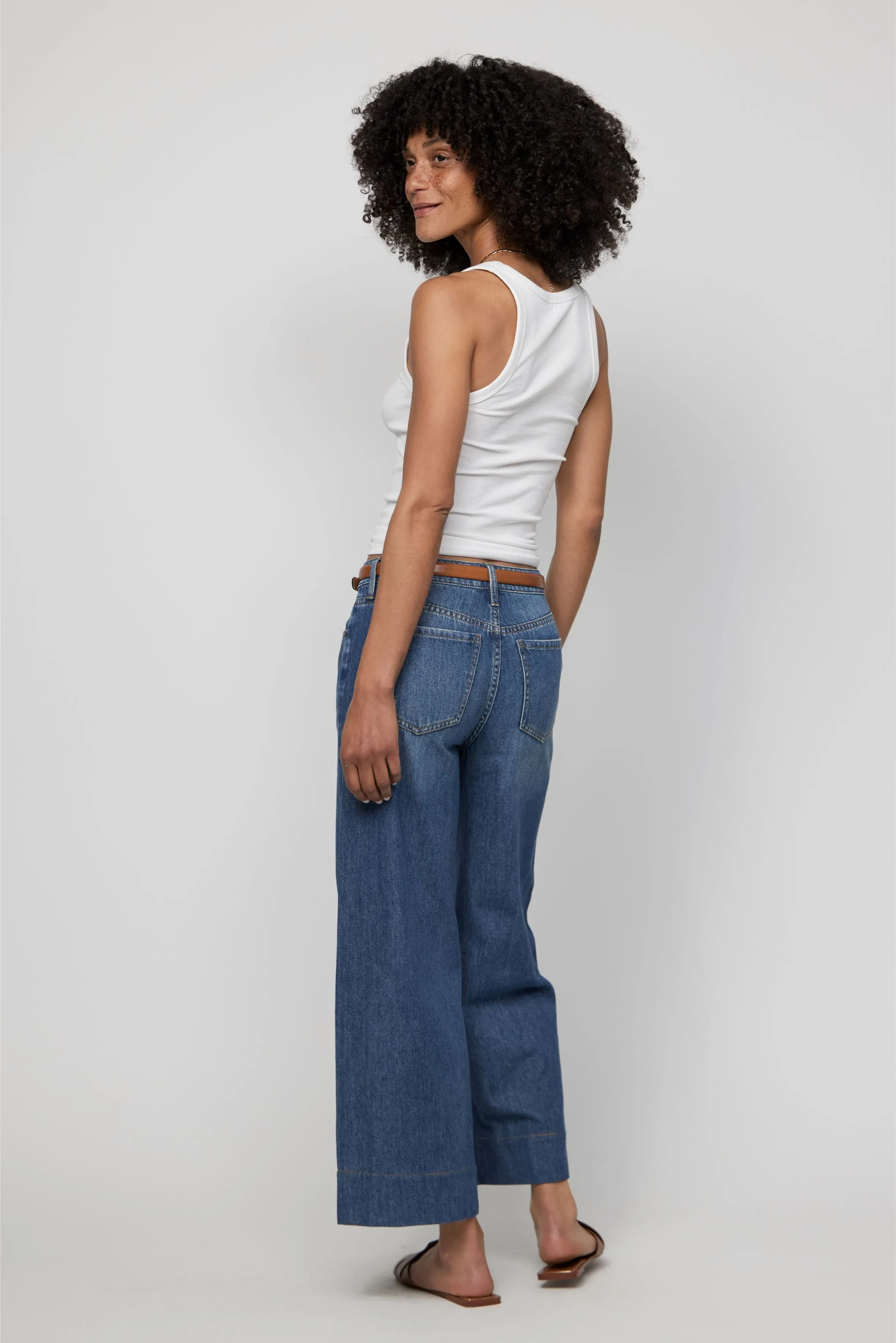 Dakota High Rise Super Wide Crop Traditional Vintage Worn