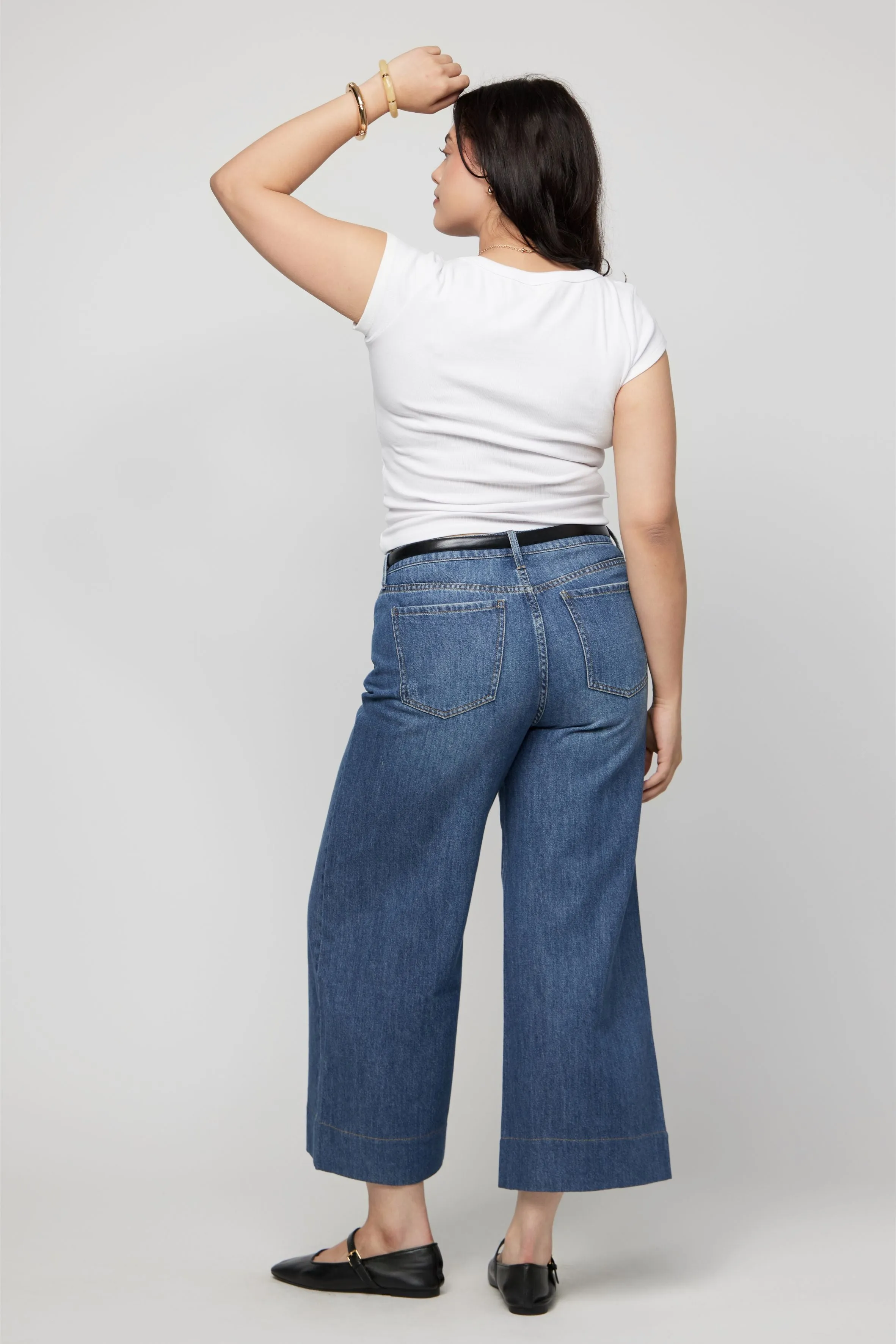 Dakota High Rise Super Wide Crop Traditional Vintage Worn