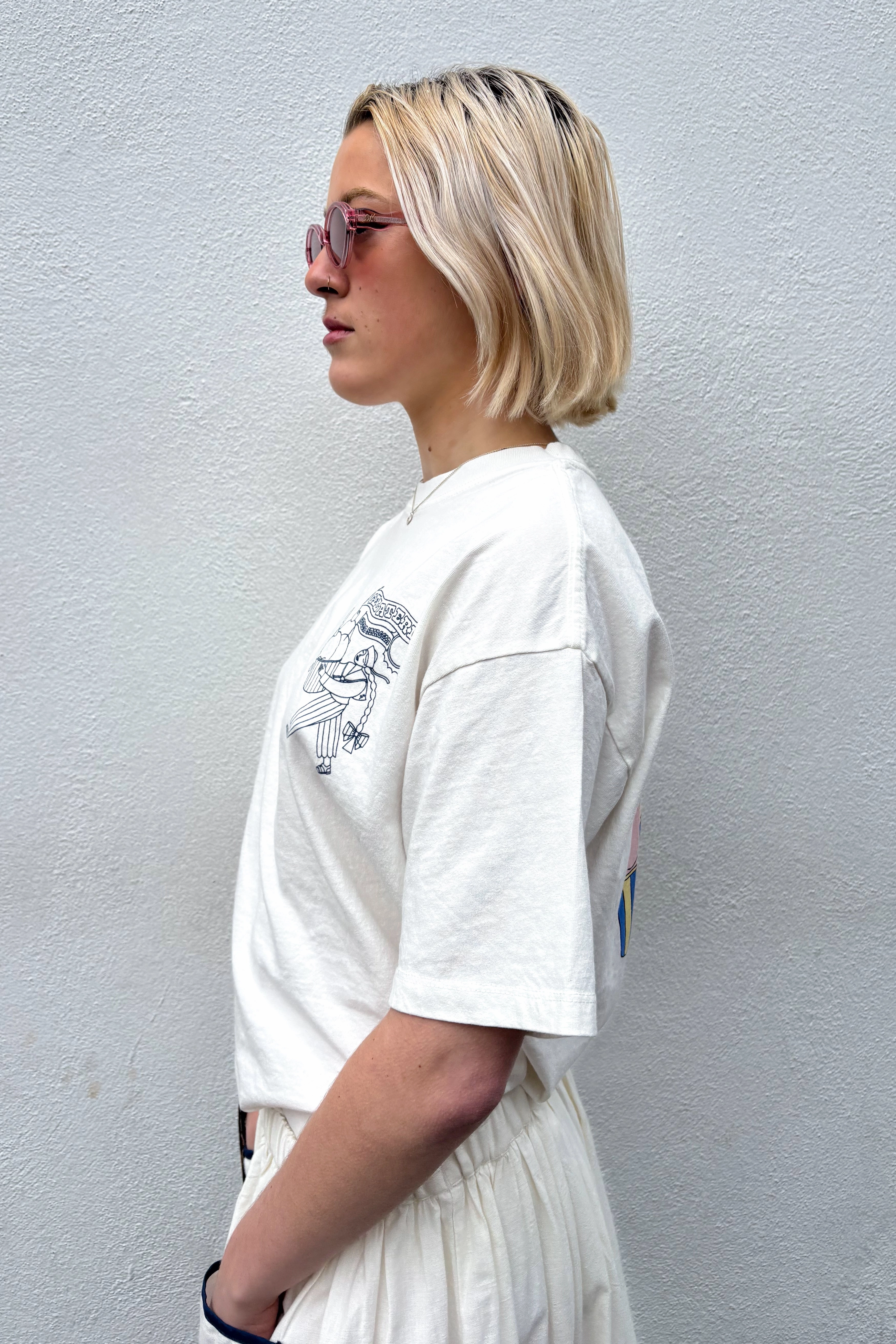 Damson Madder Gelati Girl White Boyfriend Tee