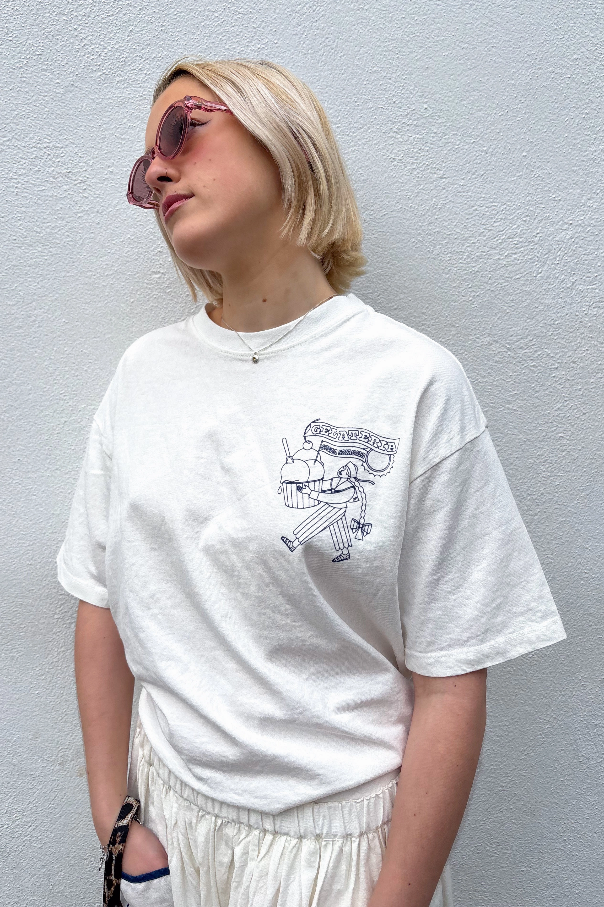 Damson Madder Gelati Girl White Boyfriend Tee