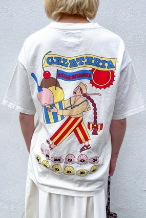 Damson Madder Gelati Girl White Boyfriend Tee