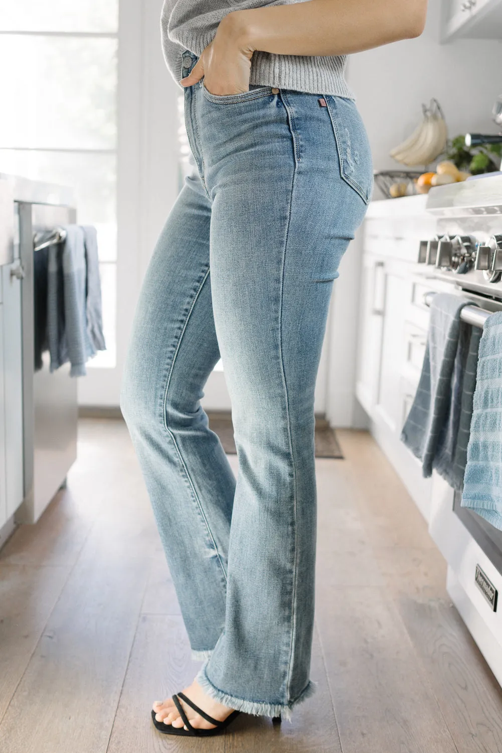 Dana High Rise Bootcut with Fray Hem