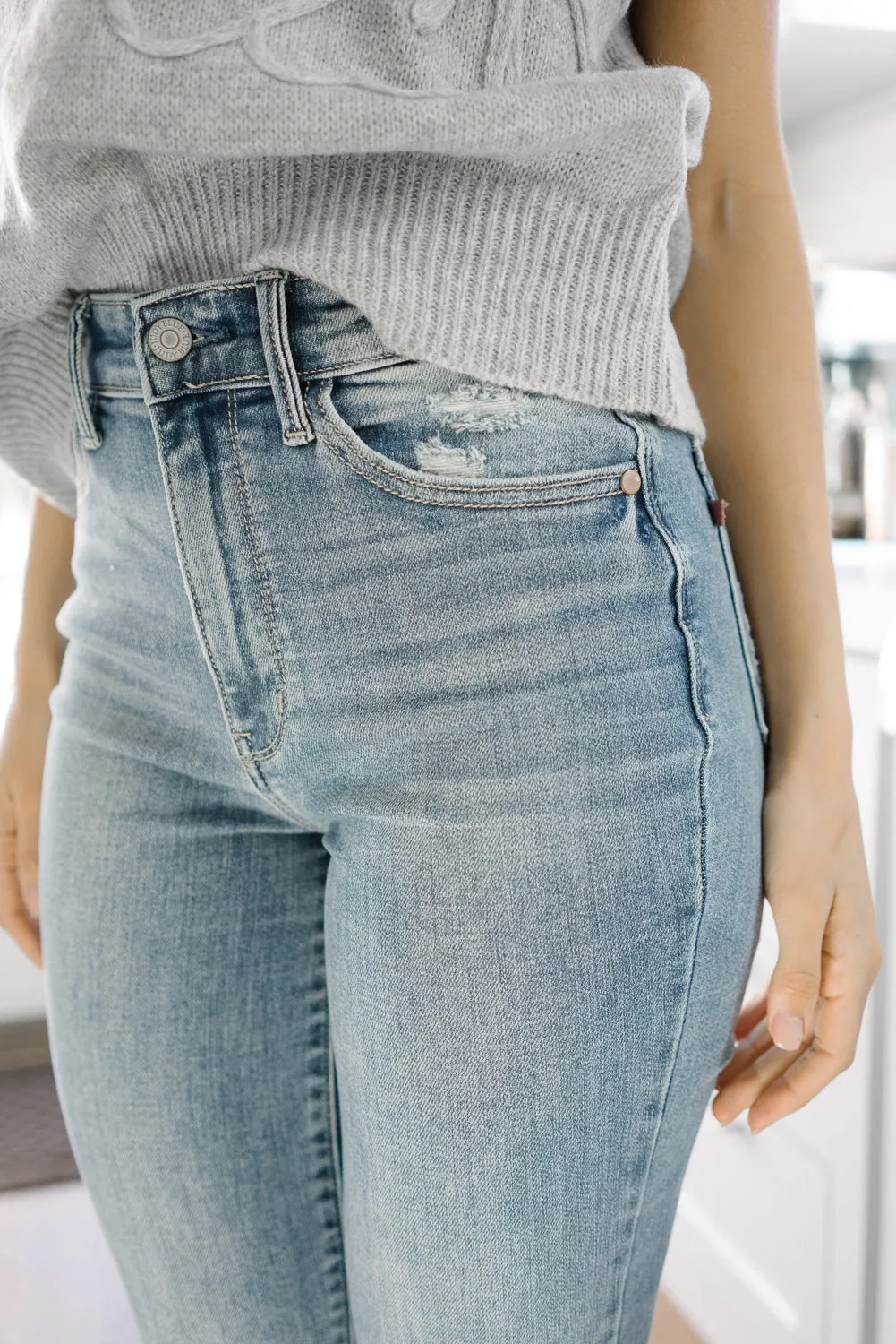 Dana High Rise Bootcut with Fray Hem