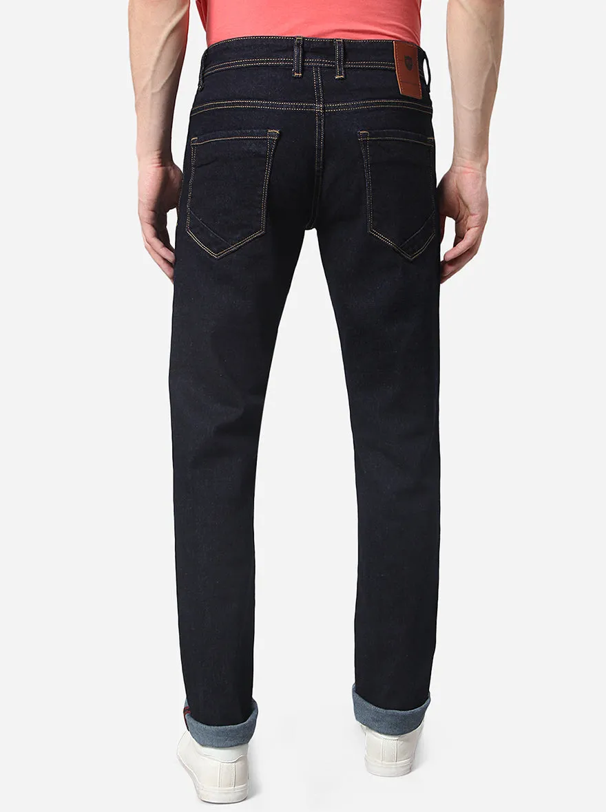 Dark Blue Solid Slim Fit Jeans | JadeBlue