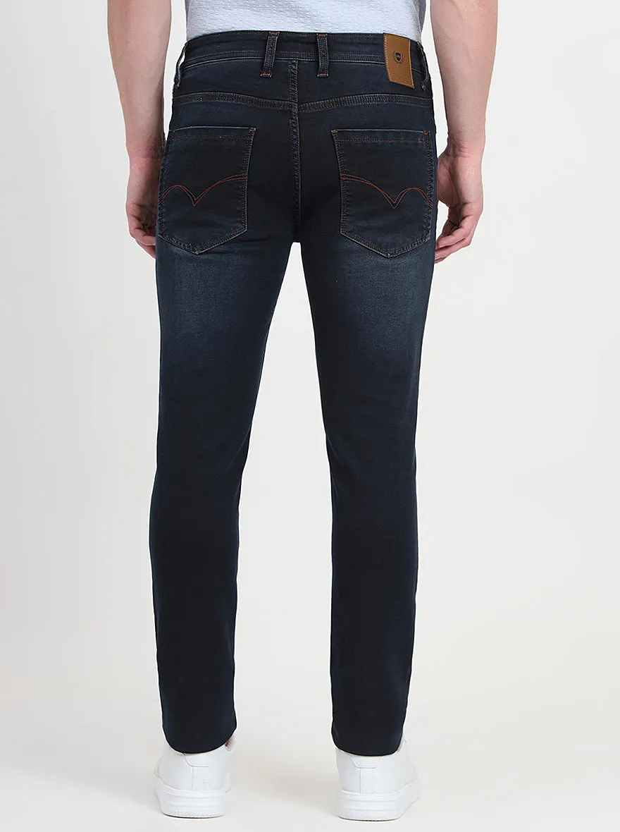 Dark Blue Washed Rider Fit Jeans | JadeBlue