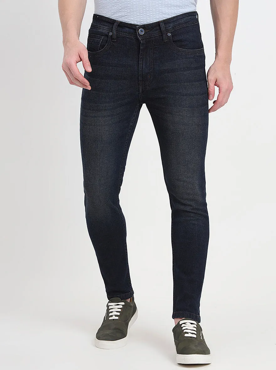 Dark Blue Washed Rider Fit Jeans | JadeBlue