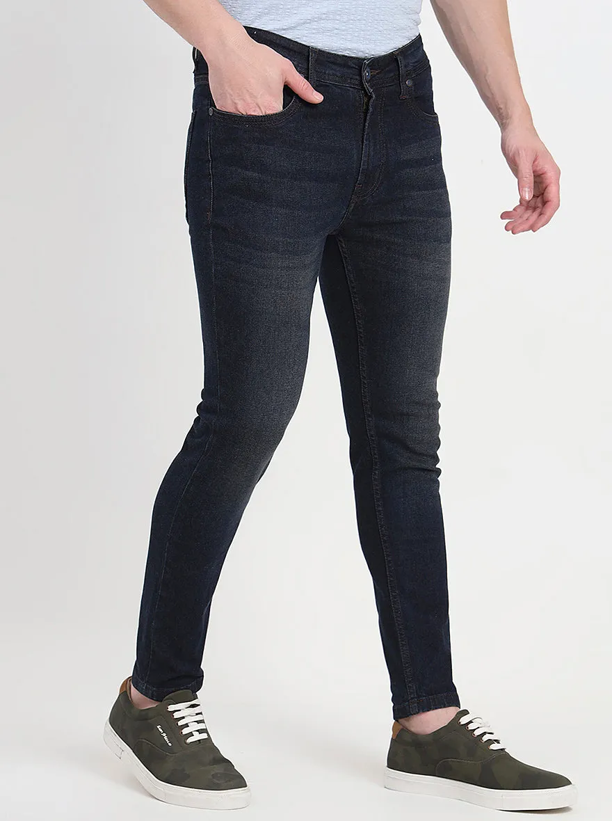Dark Blue Washed Rider Fit Jeans | JadeBlue