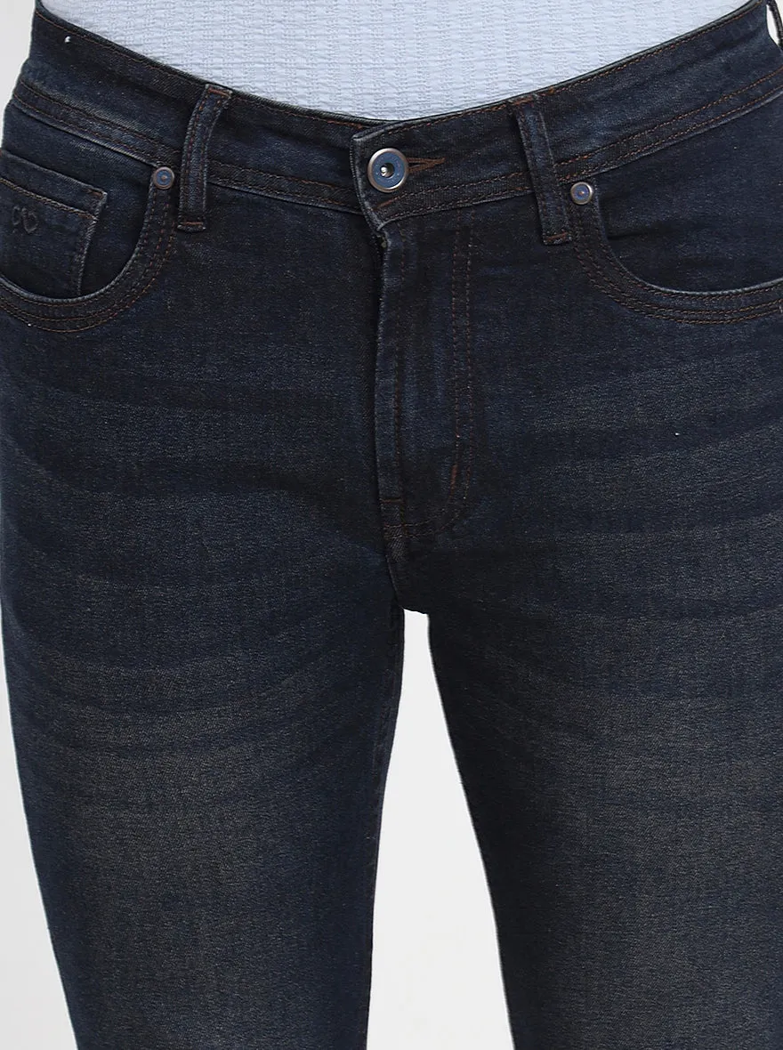 Dark Blue Washed Rider Fit Jeans | JadeBlue