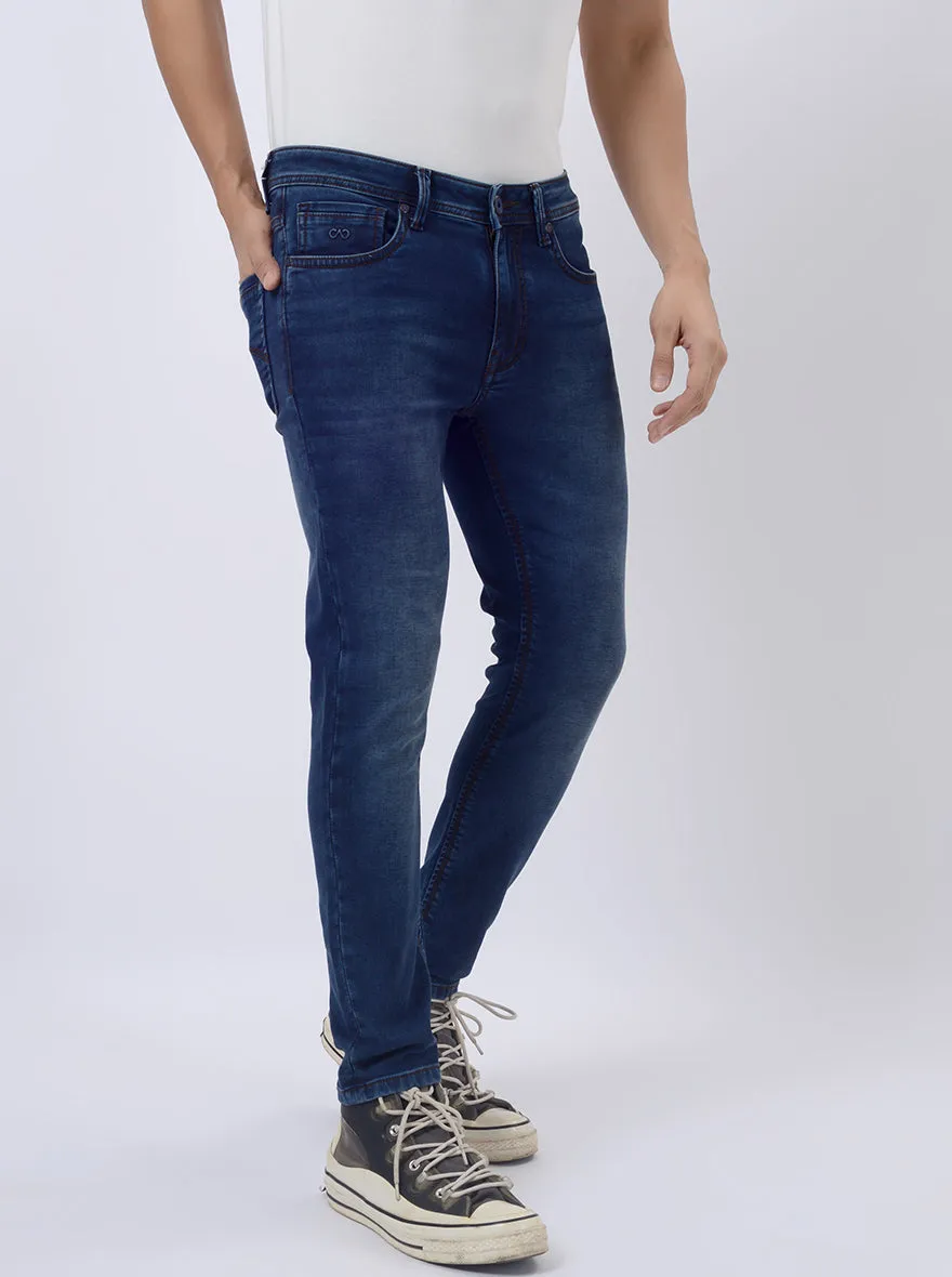 Dark Blue Washed Rider Fit Jeans | JadeBlue