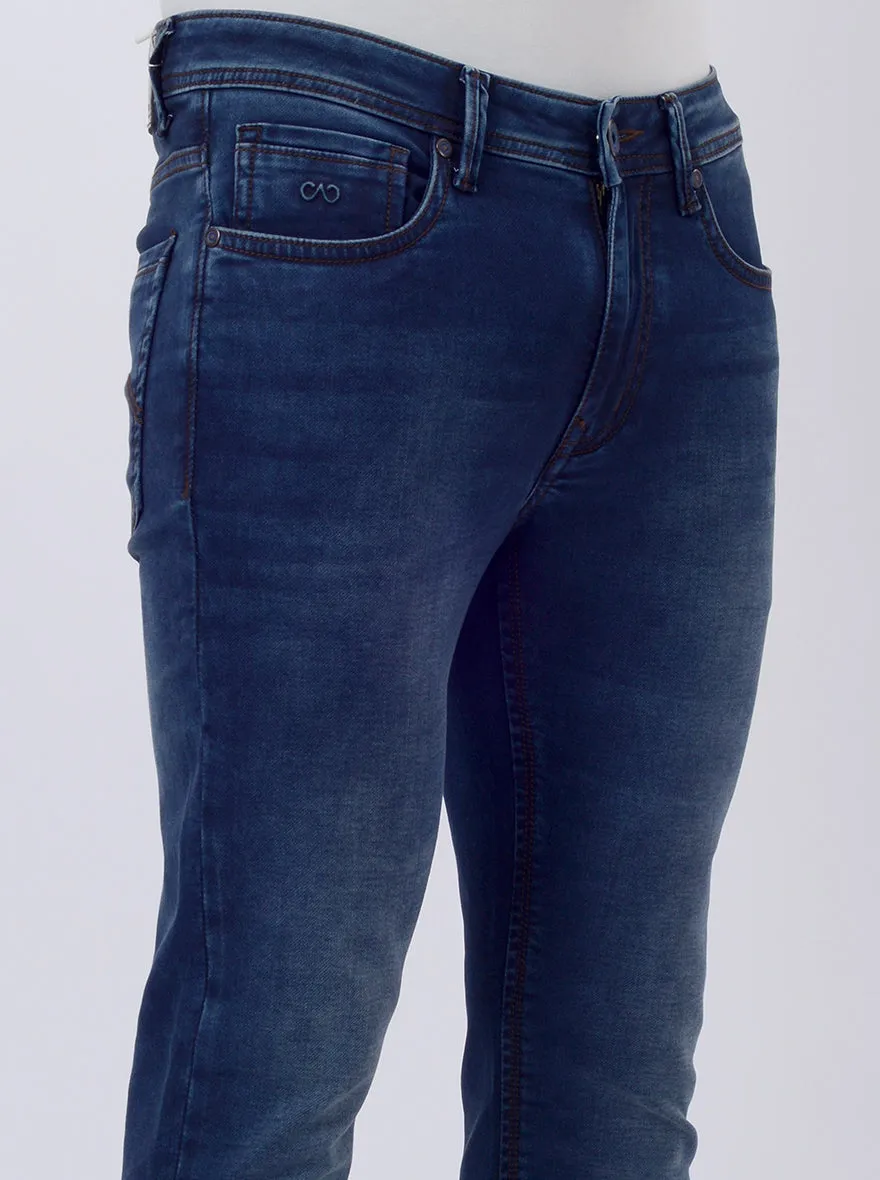 Dark Blue Washed Rider Fit Jeans | JadeBlue