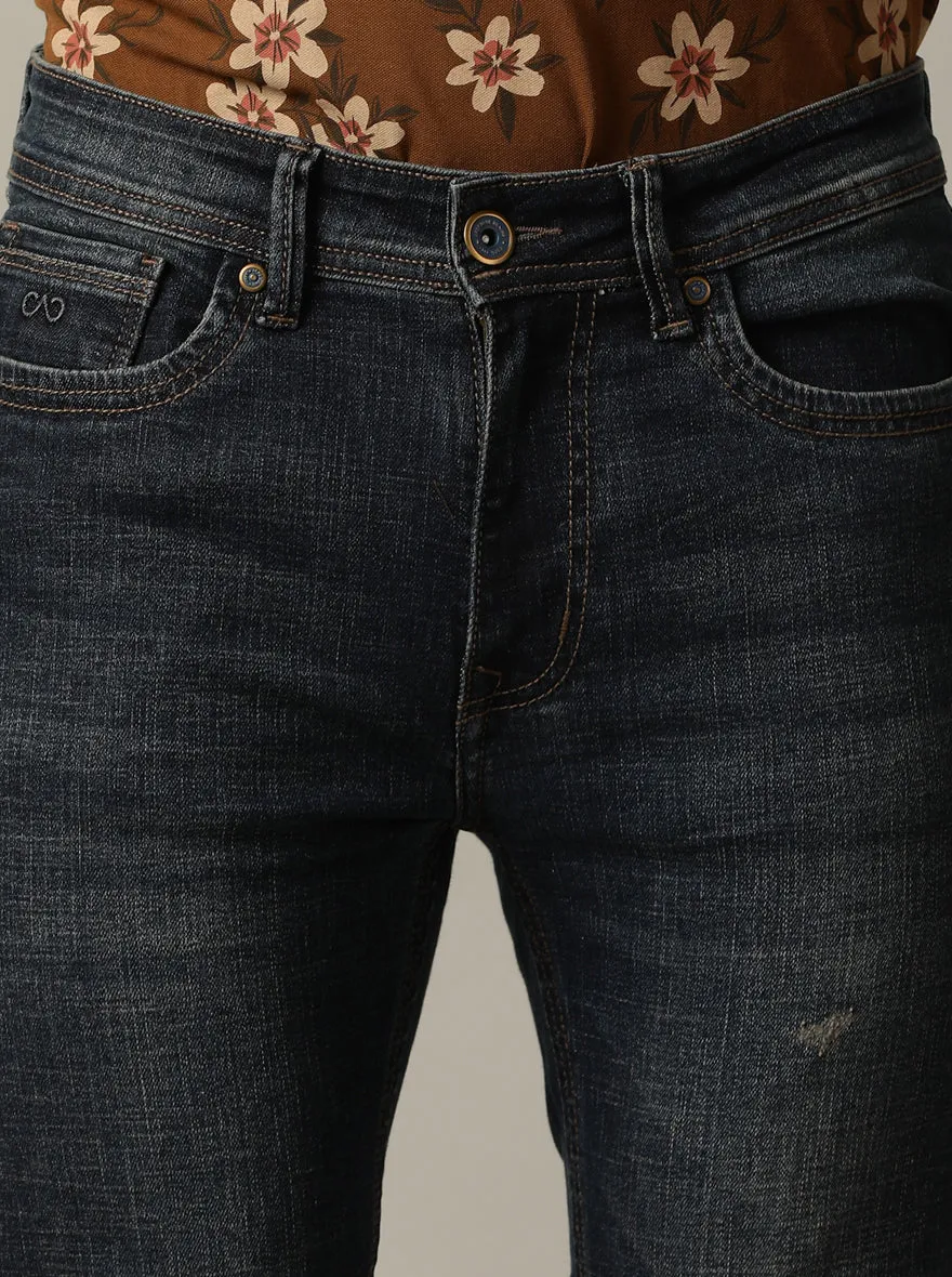 Dark Blue Washed Rider Fit Jeans | JadeBlue