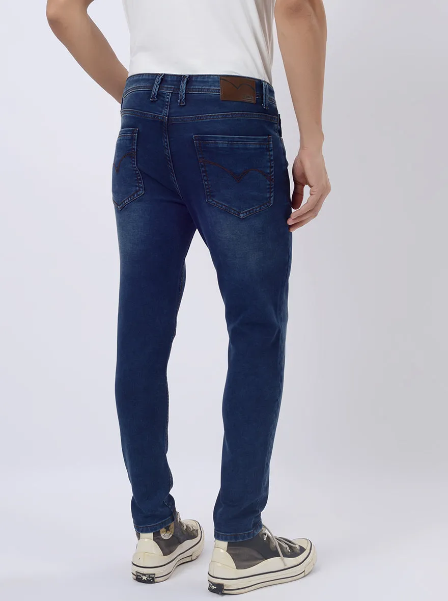 Dark Blue Washed Rider Fit Jeans | JadeBlue