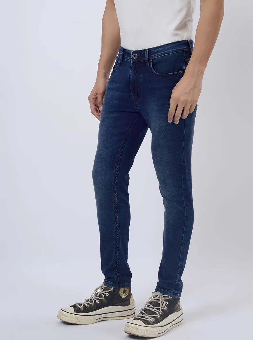 Dark Blue Washed Rider Fit Jeans | JadeBlue