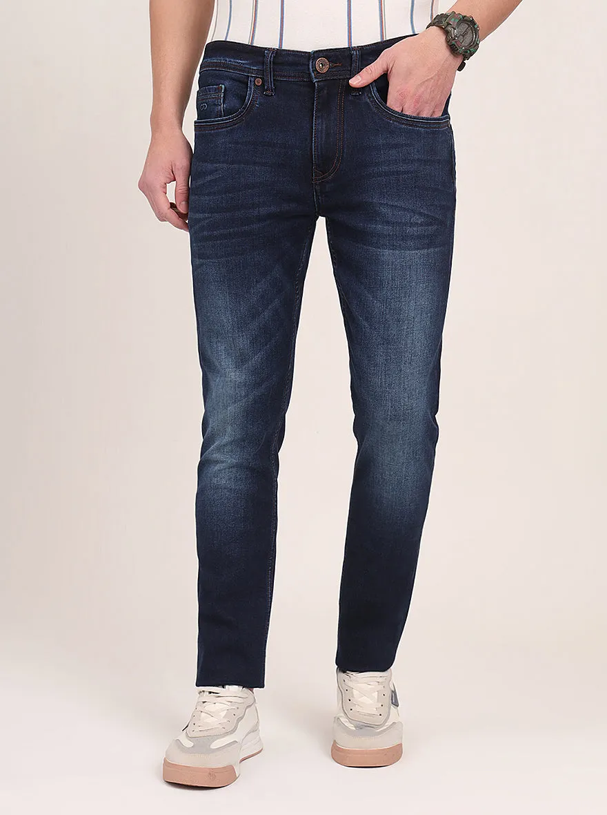 Dark Blue Washed Slim Fit Jeans | JadeBlue