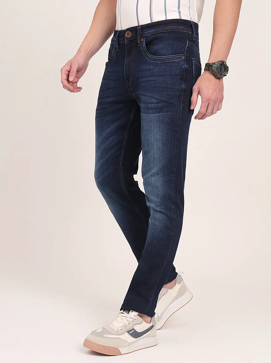 Dark Blue Washed Slim Fit Jeans | JadeBlue