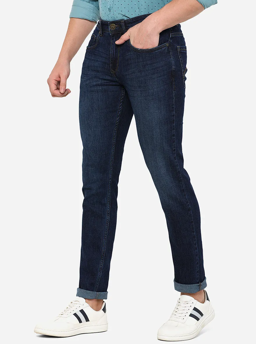 Dark Blue Washed Slim Fit Jeans | JadeBlue