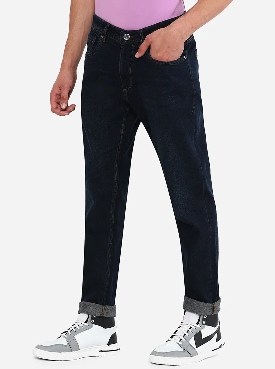Dark Blue Washed Straight Fit Jeans | JadeBlue