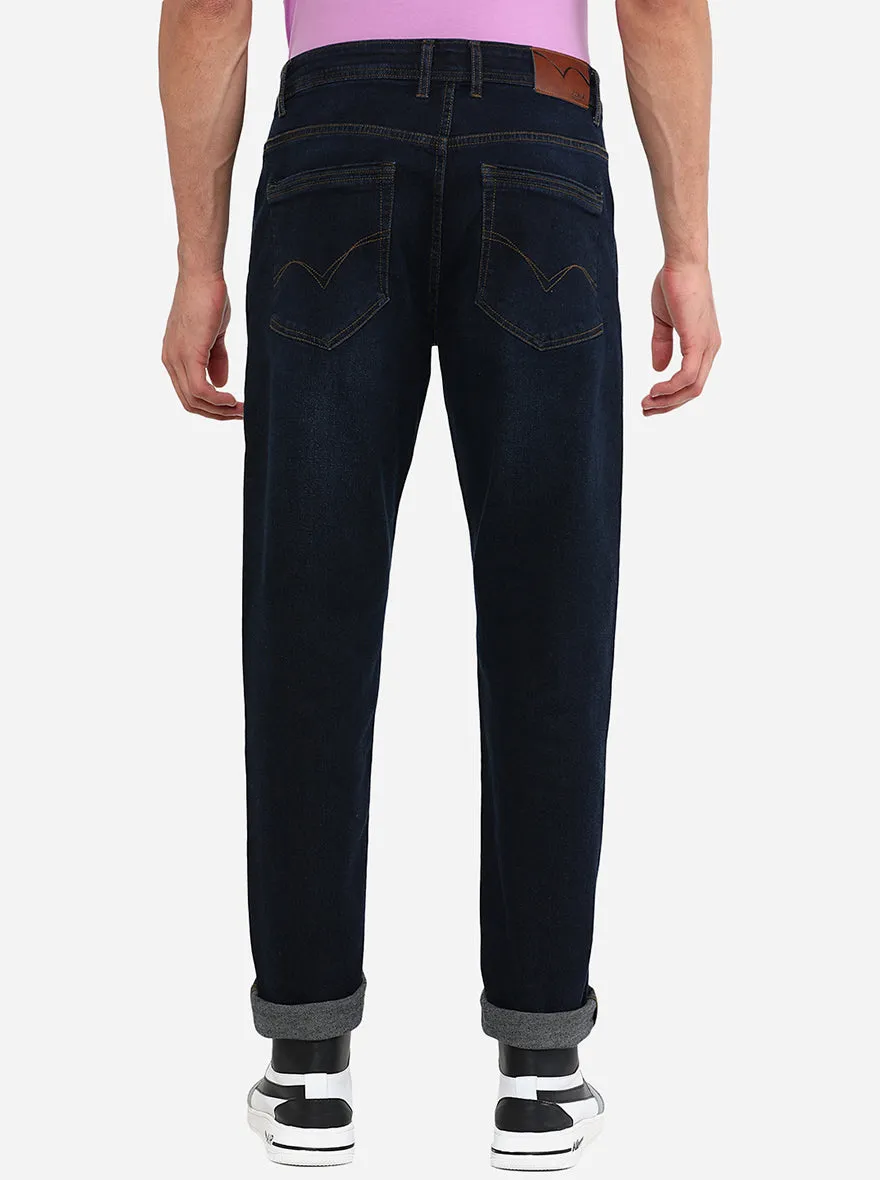Dark Blue Washed Straight Fit Jeans | JadeBlue