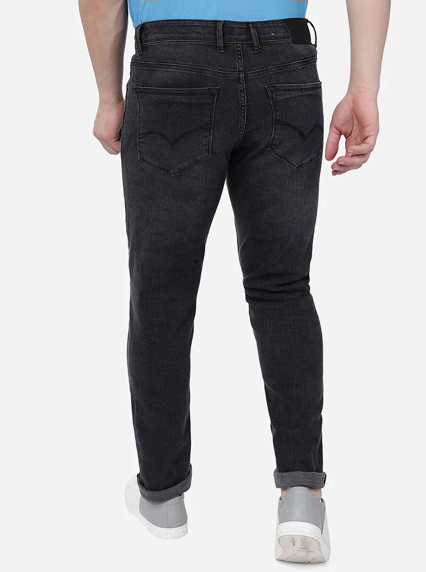 Dark Grey Washed Straight Fit Jeans | JadeBlue