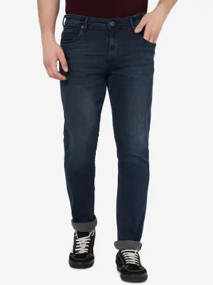 Dark Indigo Striped Straight Fit Jeans | JadeBlue