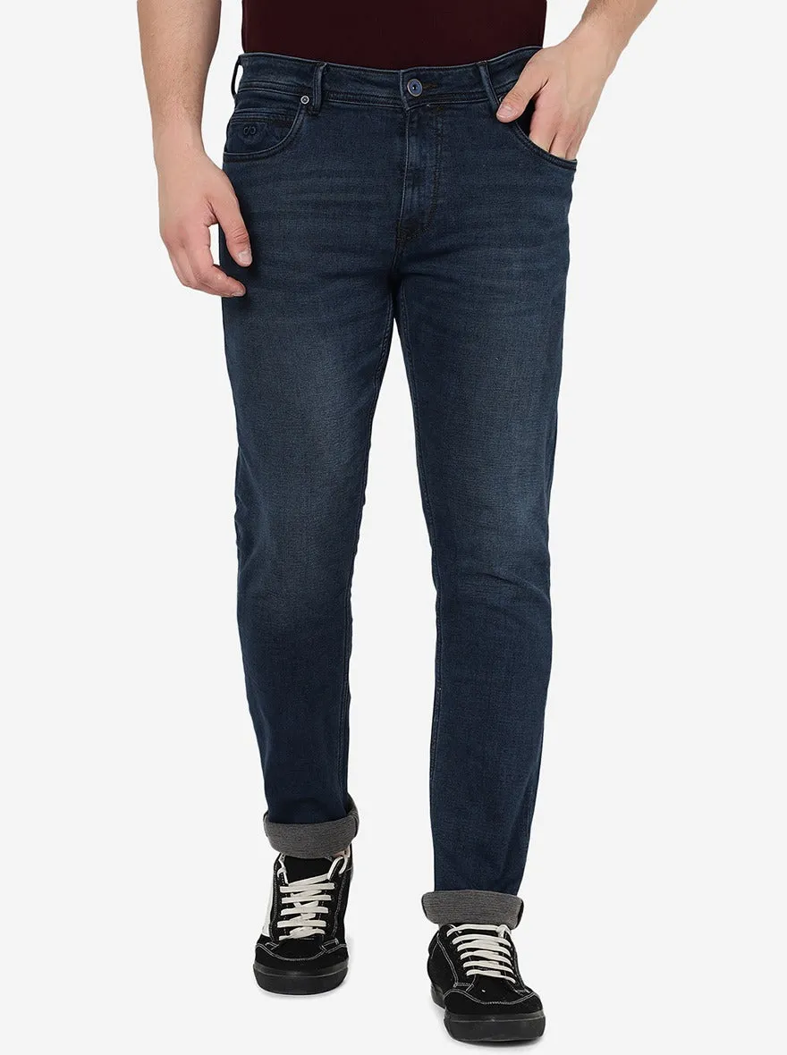Dark Indigo Striped Straight Fit Jeans | JadeBlue