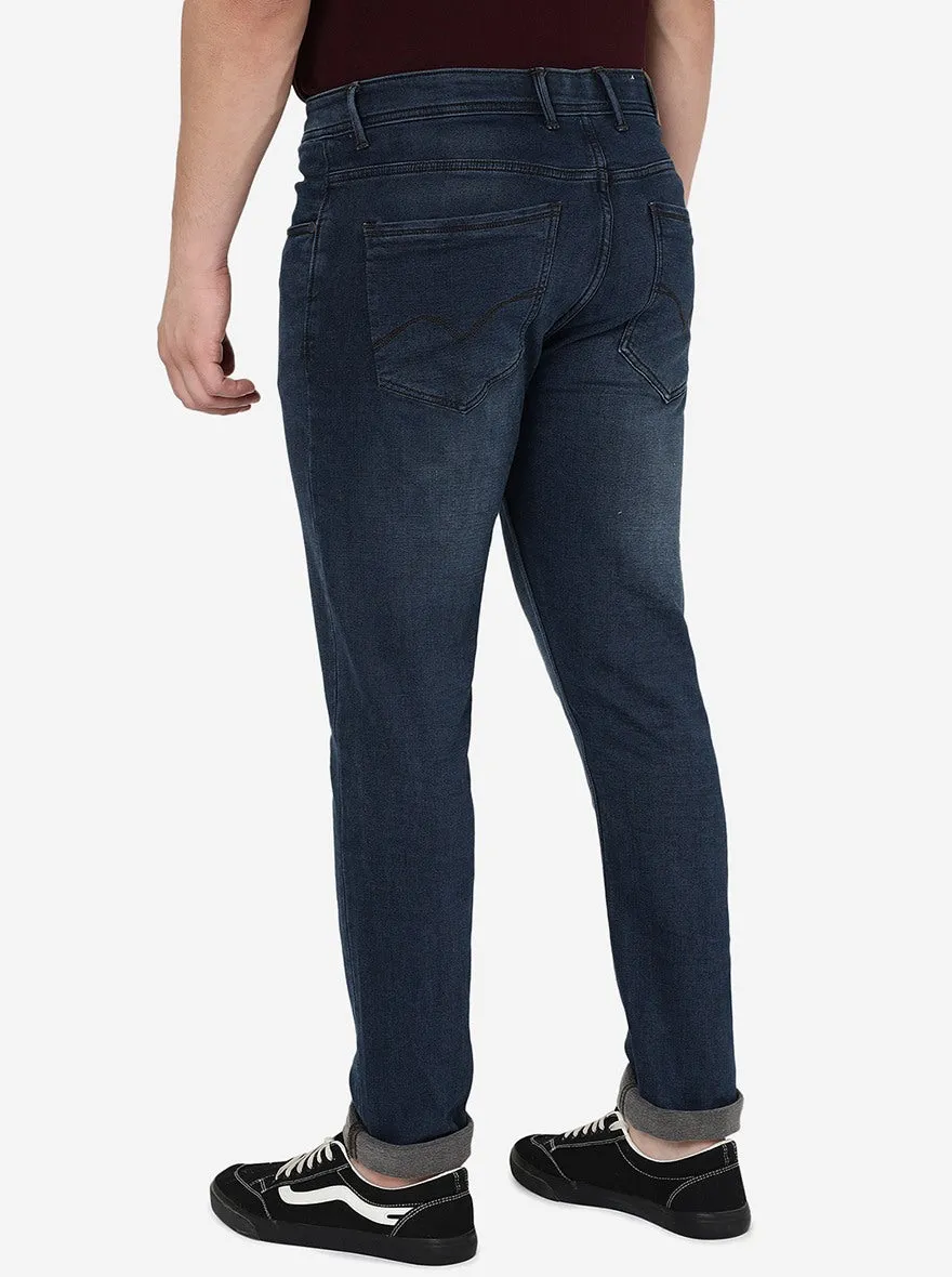 Dark Indigo Striped Straight Fit Jeans | JadeBlue